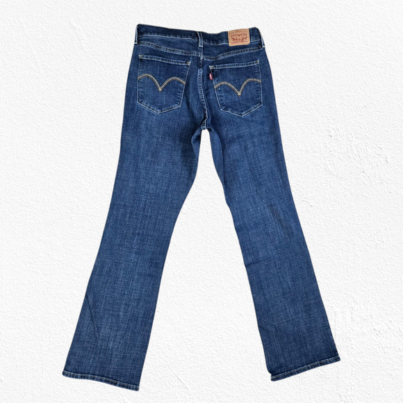 Levi's Dark Wash Mid Rise Classic Stretchy Flare Leg Bootcut Jeans Size 8 - Picture 9 of 9